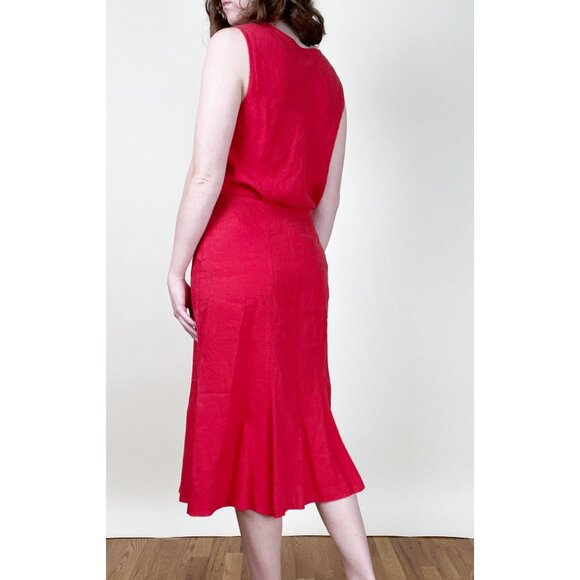 Anthropologie Linen Matching Midi Skirt Set Sleeveless Wedding Guest Coord Boho - Picture 2 of 7